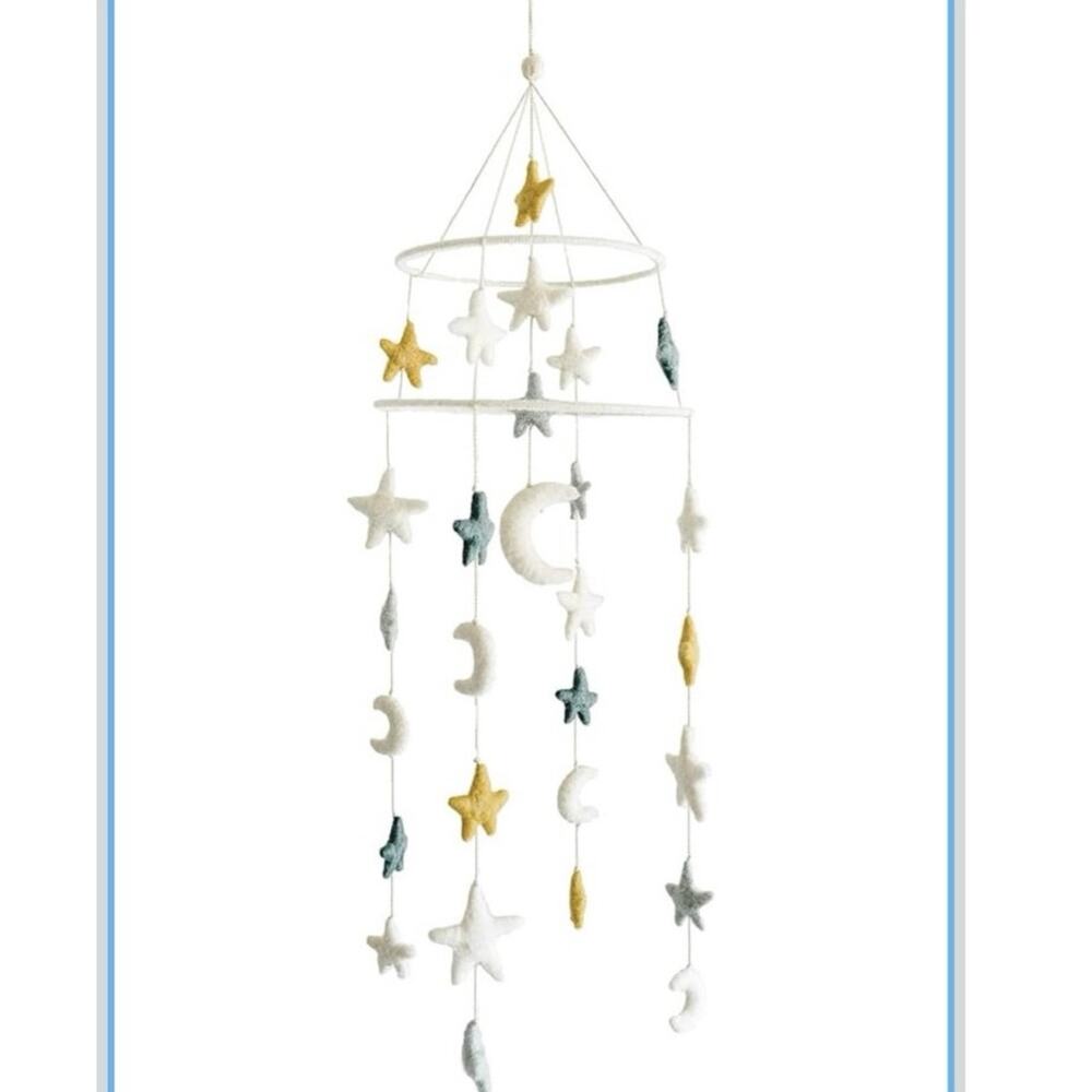 Pehr Two-Tiered Celestial Baby Mobile w/Handmade Wool Moons/Stars